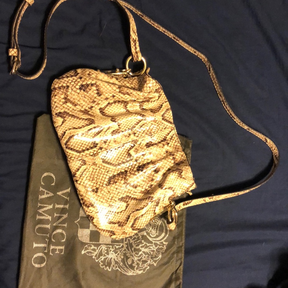 Snake skin print leather purse